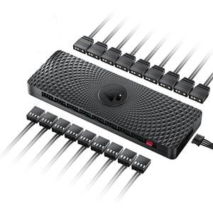 AsiaHorse VE-HUB 2IN1 ARGB/PWM hub Used SATA Power Supply,9 Ports for Addressable RGB Lighting with 9 Port PWM (Black)