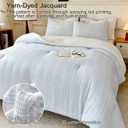 tohrisa Boho Comforter Set Queen Size - 3 Pieces Lightweight Jacquard Seersucker Bedding Sets (1 Soft Fluffy Grid Comforter & 2 Pillowcases) - All Seasons Cozy Modern Bed Set(90"x90" Sky Blue)