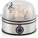 Elite Gourmet EGC855SS Easy Egg Cooker, 7-Egg Capacity, Soft, Medium, Hard-Boiled, Omelets, Poached Eggs, Plays Melody when Done, Auto Shut-Off, Measuring Cup, Stainless Steel