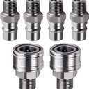 M16-M14 Hydraulic Attachment Quick Fittings (Straight Through Unvalved Coupler) Compatible with Mini Excavator Hydraulic (4 Male and 2 Female Connectors)
