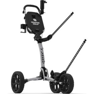 T2Lite Golf Push Cart | Lightweight, Ultra-Compact Folding Golf Cart | Large All Terrain Wheels | Umbrella Holder Included | Deep Storage Console | Adjustable Handle, Handbrake + Cup Holder