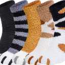 Loritta 5 Pairs Womens Fuzzy Socks Cozy Soft Fluffy Cute Cat Animal Winter Warm Slipper Socks Christmas Stocking Stuffers