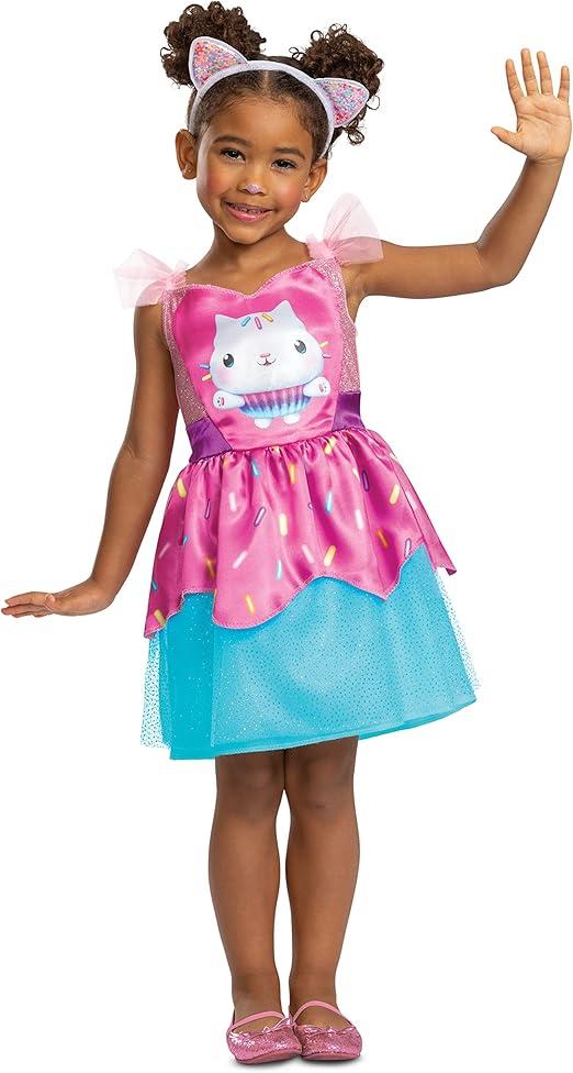 Cakey Cat Costume for Kids, Official Gabby's Dollhouse Costume and Cat Ears Headband ( M, 3T, 4T )