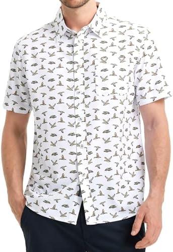 M MAELREG Mens Hawaiian Shirts Short Sleeve Button Down Tropical Beach Floral Solid Print Summer Vacation Mens Casual Shirts, 2XL