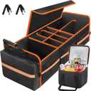 95L Car Trunk Organizer, Collapsible Trunk Storage Organizer with Removable Lid - Multi Compartment Waterproof Storage Organizer, Fits Most Car, Truck, Orange