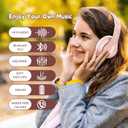 Wireless Bluetooth Headphones Over Ear 65H Playtime HiFi Stereo Headset with Microphone and 6EQ Modes Foldable Bluetooth V6.0 Headphones for Travel Smartphone Computer Laptop Rose Gold