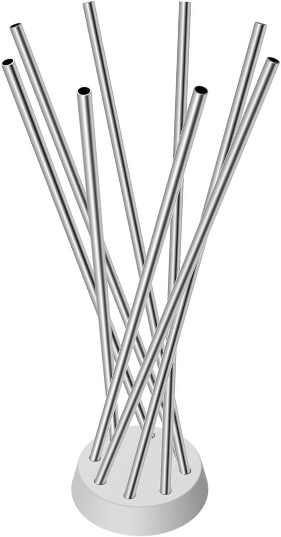 8 Pack 10.5" Stainless Steel Straws with Silicone Tips - Eco-Friendly Metal Straws with Cleaning Brushes for 20-30 oz Tumblers and Stanley Cups, Unique 3D Design for Decoration (10.5 Inch)