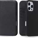 VISOUL Genuine Leather Case for iPhone 16 Pro Max Wallet Case with Card Holders, Magnetic Kickstand Flip Folio Cover Compatible with iPhone 16 Pro Max (6.9-inch)-Black