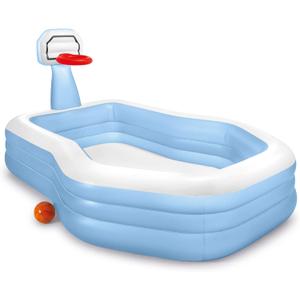 Intex 57183EP 101 Inch Swim Center Shootin' Hoops Inflatable Family Swimming Pool, Blue