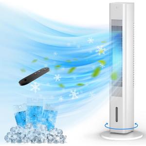 Windowless Portable Air Conditioners, 35 Cooling Tower Fan w/Remote, 7H Smart Timer & 70 Swing, 1.2L Water Tank With 3 Ice Packs, Ductless Air Cooler For Home Bedroom Office