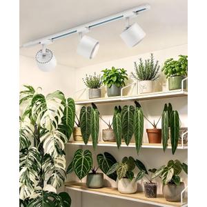 Barrina TR40c Track Grow Light for Indoor Plants, 15-60 Adjustable Beam Angle, 3 x 40W, 4000K Full Spectrum LED Plant Lights, Plug in Ceiling Mounted Grow Bulbs for H-Type Track with Timer, White