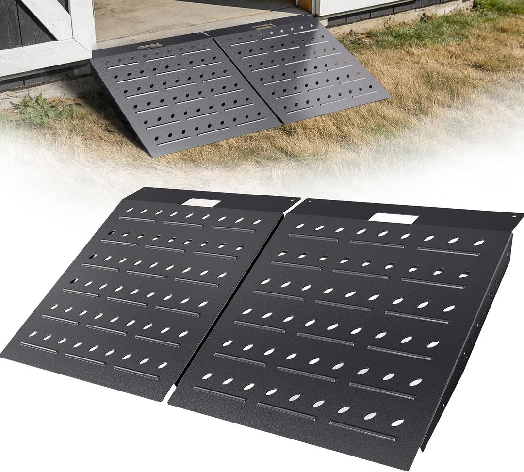 VNN 29" x 48" Shed Ramps - Velvet Black Loading Ramp for Riding Mower, 2 Pack Ramps for Sheds，1800 LB Capacity Alloy Loading Dock Ramp for Garages, Barns