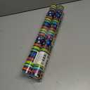 4 x Burymento Reversible Birthday Wrapping Paper for Boys Girls Kids Adults Baby Shower Holiday - Colorful Happy Birthday Lettering and Stars Design - Blue Gift Wrapping Paper Roll, 17 Inch X 32.8 Feet