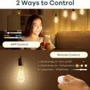 Linkind E26 Smart Edison Bulbs, 2700K-6500K Tunable WiFi Edison Bulbs with Remote Control, 8W 60W Equivalent Dimmable ST19 (ST58) Vintage Light Bulbs 800lm, Compatible with Alexa & Google Home, 4-Pack