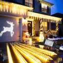 Flacchi Meteor Shower Icicle Lights - 5 Tubes 20" Each 270 LED Cascading Raindrop Lights, Timer Outdoor Waterproof Christmas Decorations for Holiday Party(Warm White)