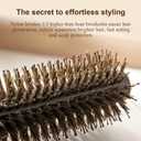 Achieve Smoother Blow Outs: Natural Boar Bristle Round Brush | Anti-Static Hair Brush with Ergonomic Wood Handle | Includes Detangling Comb & Cleaning Tool (Small Size: 1.73 inch)