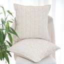 OYIMUA Beige 20x20 Decorative Throw Pillow Covers Chenille Set of 2 Square Accent Pillows for Couch Living Room Bed Cozy Farmhouse Neutral Cushion Covers