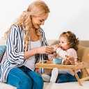 Bed Tray Table Folding Legs with Handles Breakfast Tray for Sofa Eating,Drawing,Platters Bamboo Serving Lap Desk Snack Tray (Beige)