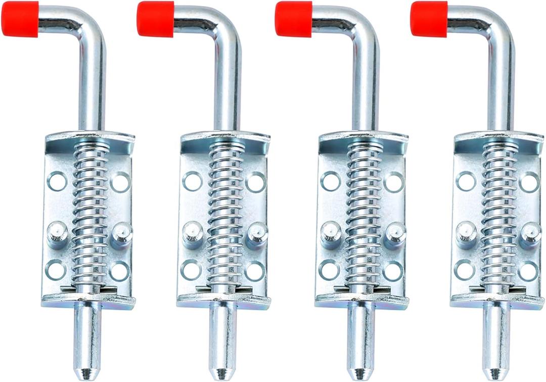 MAOPINER Metal Lock Barrel Bolt Spring Loaded Latch 6.5" Long w/Grip Heavy Duty Zinc for Ramp Door Fence RV (4)