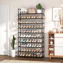 VTRIN 10-Tier Shoe Rack - Large Capacity 50 Pair Organizer with Two Hooks - Sturdy Metal Shoe Shelf for Entryway, Closet, Bedroom