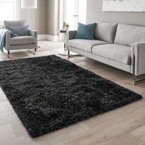 Ophanie Upgrade Rugs Fluffy Shaggy Soft Area Rug Non-Slip Indoor Floor Carpet 5x7 Ft Charcoal