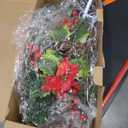 2 Pack Solar Christmas Decorations Outdoor, 32 Inch Solar Christmas Cross Stake Lights, Waterproof Grave Decorations with Poinsettia Flower Pinecones Red Berries for Garden Yard Patio Lawn Cemetery