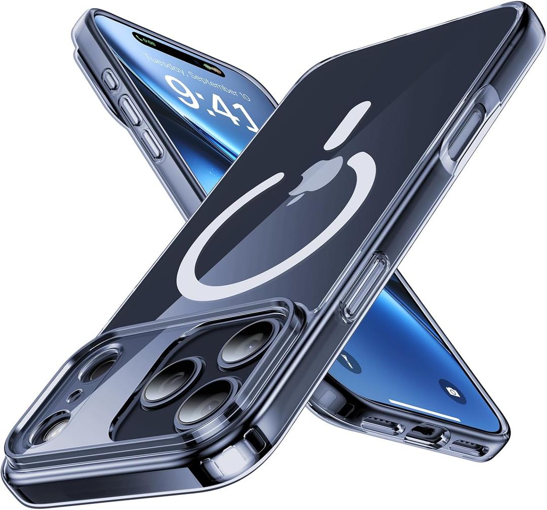 Magnetic Shockproof for iPhone 17 Pro Max Case,[Camera Protection][Compatible with Magsafe][Non-Slip][Mil-Grade Protection] Anti-Yellow Translucent Matte Phone Case for iPhone 17 Pro Max,Clear