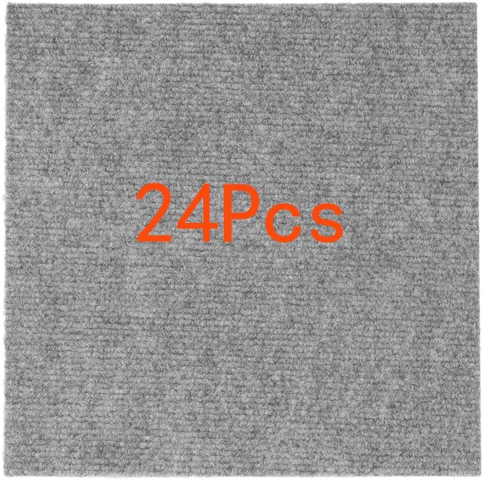 Self Adhesive Carpet Tile, Easy to Peel and Stick Carpet Floor Tile - 24 Tiles/24 sq Ft. (24Pcs-Grey&White)