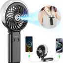 HandFan 5200mAh Upgraded Personal Misting Fan, Rechargeable Handheld Mister Fan, Spray Water Mist Fans, Portable Cooling AC, Electric Mini Hand Fans for Beach Travel Outdoors(Black)