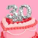 xo, Fetti 30th Birthday Disco Cake Topper - 6 pcs | Groovy Bday Party, Thirty Flirty Supplies, Cute Boogie Decorations, 30 Dancing Queen, 3.5 inches