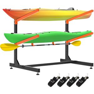 Kayak Storage Rack, Freestanding Kayak Racks for Garage, Heavy Duty Adjustable Kayak Stand Indoor Outdoor Storage Rack for Kayaks, Canoes, Surfboard & Paddleboard