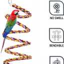 2Pcs 63'' Bird Rope Perches Birdcage Swing Toys 100% Cotton Natural Bird Perch Peck/Chewing with Bell Climbing Standing Bungee Parrot Toys for Small to Regular Size Parrot Cockatiel Birds