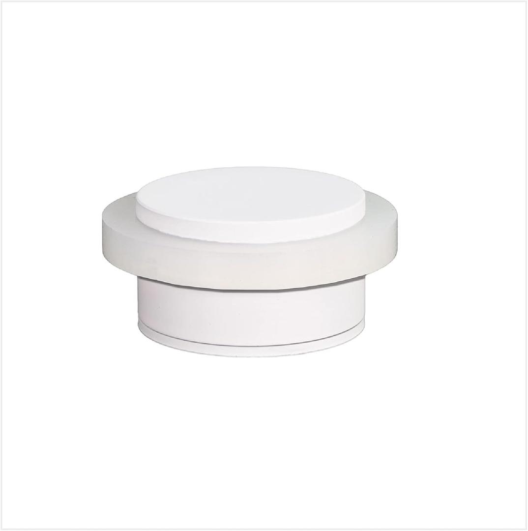 EVI Herrajes | White Door Stop | Modern Design | H:0.82 - W:1.37 | Adhesive or Screw Installation Included | Natural Silicone Protection | Floor Door Stop (Lacquered White - White Rubber)