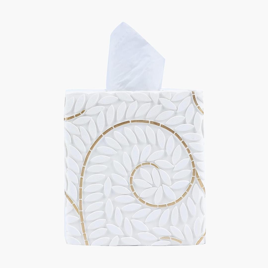 Hymmah Modern Square Tissue Box Cover Holder,Bathroom Accessories Decor Unique Design Tissue Box Cover for Bathroom Vanity Counter Tops Also Great for Bedrooms and Living Rooms