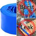 DAVCO 3" x 25 ft Pool Backwash Hose, 3 Diameter and 5 Flat Wide Heavy Duty Reinforced Blue PVC Lay Flat Water Discharge Pump Hoses For Swimming Drain Pools and Clean Filters,with 1 Clamp