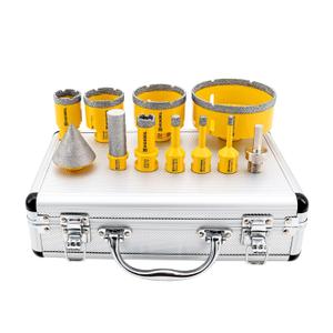 HIGHDRIL Diamond Drill Bits Kit with 5/8-11 for Porcelain Tile Ceramic Marble Brick Concrete Vacuum Brazed Hole Saw(6/8/10/20/35/50/65/100mm+50mm Chamfer Bit+20mm Finger Bit+Adapter) (Thread Set 10)