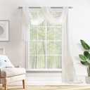 MIULEE Sheer Window Scarf Valance Elegant Topper Long Window Treatment Swag Curtain Drapes for Party Ceremony Canopy Bed, Wedding Arch Draping Fabric One Panel, 37'' x 216'', Ivory