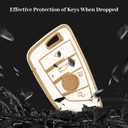 Suitable for BMW Key Fob Cover, Soft TPU Full Protection Key Case with Keychain for BMW X1 X2 X3 X5 X6 X7 and 2 5 6 7 Series Key Fob Holder, Gold White