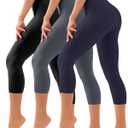 Hmuuo 3 Pack Leggings for Women High Waisted Tummy Control No See-Through Yoga Pants Workout Running Leggings (XX-Large, 14a Black/Gray/Navy)