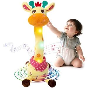LLUKEME Dancing Giraffe Toy Stuffed Animal Baby Toys Singing Song Toddlers Toy Repeats What You Say Glowing Musical Toy for Baby Birthday Gift Groovy Giraffe Toy (Dancing Giraffe)