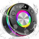 OYIB Bluetooth Shower Speaker, Portable Bluetooth Speaker 360 HD Sound, RGB Lights, IPX7 Waterproof Wireless Speaker with Suction Cup and Mic, Shower Radio for Party/Outdoor/Travel/Gifts/Black