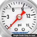 MEASUREMAN 1-1/2" Dial Size, Glycerin Filled Fuel Pressure Gauge, 304 Stainless Steel case, 0-15Psi, 3-2-3%, 1/8" NPT Back Mount