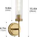 Plug in Wall Sconces Set of Two, Modern Wall Light Plug-in or Hardwired, with Clear Glass Shade, Gold Wall Lamp for Living Room, Bedroom, Bedside, Hallway