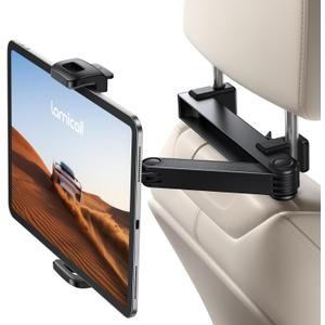 Lamicall Car Headrest Tablet Holder - [Lockable] [3 in 1 Extension Arm] Upgrade Tablet Mount for Car Backseat, Road Trip Essentials for Kids, for iPad Pro, Air, Mini, Galaxy, Fire HD, 4.7-13" Tablets