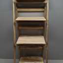 Distressed Ladder Shelf - Rustic Leaning Shelf for Home Decor (Driftwood, 4 Shelves)