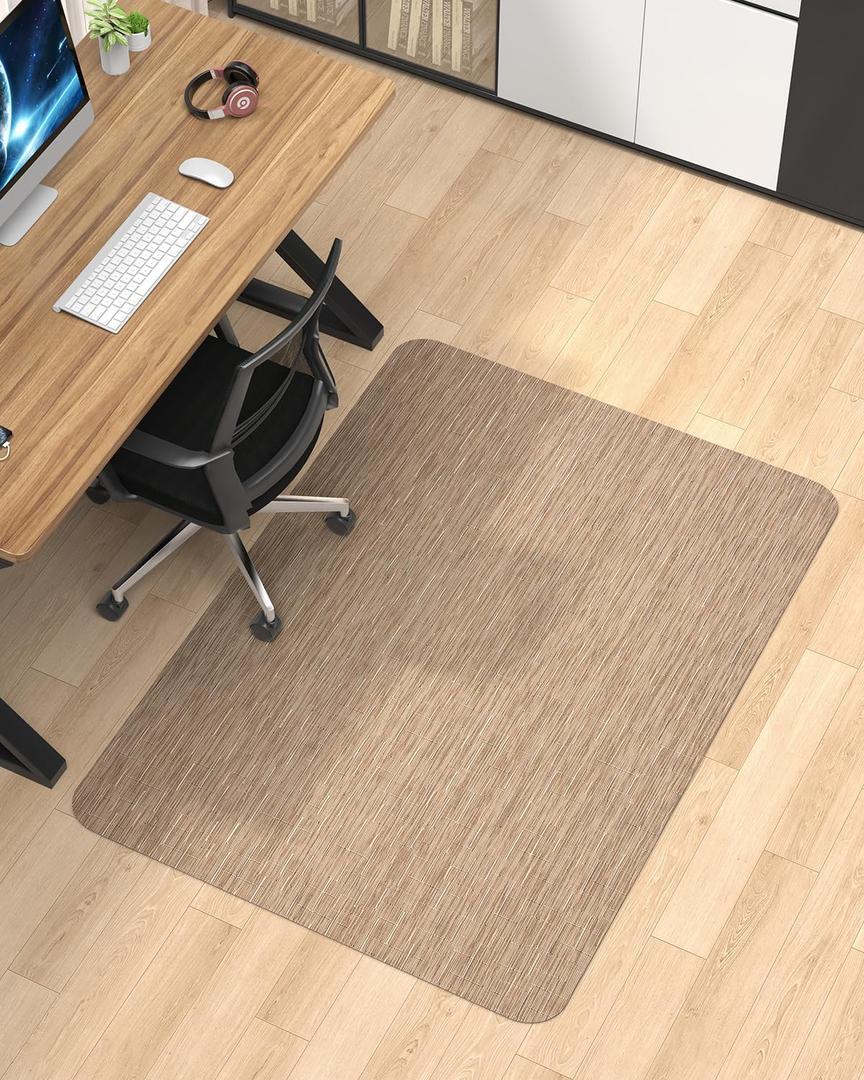 Blvornl Office Chair Mat for Hardwood Floor, 50"*63" Desk Computer Chair Mat for Hard Wood, Large Anti-Slip Hard Floor Protector for Rolling Chair, PVC Desk Rug for Office Red Brown