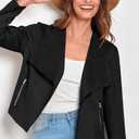PRETTYGARDEN Women's Faux Suede Jackets 2026 Fashion Fall Clothes Long Sleeve Open Front Cropped Coat Outwear (Black, S)