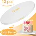 12 PCS Cake Drums 12 Inch, 12inch Drum, Cake Boards 12 Inch Round, 1/2" Thick Cardboard, Sturdy Circle, Base para Pastel Cardboard Base White Cake Boards for Wedding