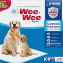 Four Paws Wee-Wee Superior Performance Unscented Pee Pads for Dogs & Puppies, Quilted Leak-Proof Dog Housebreaking Potty Training Floor Protection, 22" x 23", 100 Count