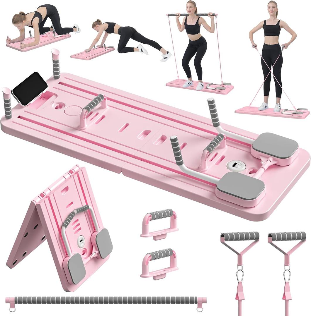 JANUA Pilates Board - Pilates Reformer Set, Multi-Purpose Foldable Pilates Reformer Board for Home, 5 in 1 Pilates Sliding Board